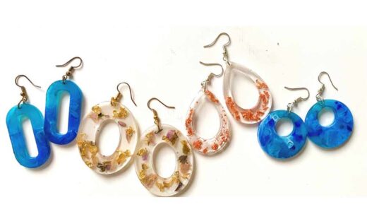 brincos de resina