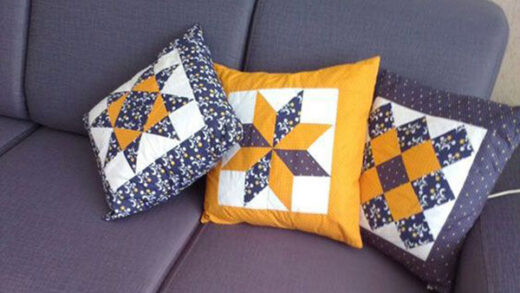 almofadas com recortes em patchwork