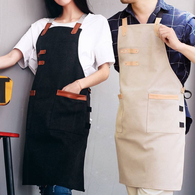 Avental de Couro Avental Jeans Churrasqueiro Super Luxo Churrasco Alças Cruzadas Churrasqueiro Bartender