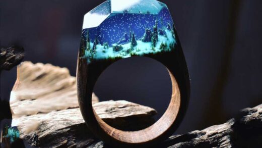 tutorial anel de resina e madeira efeito paisagem