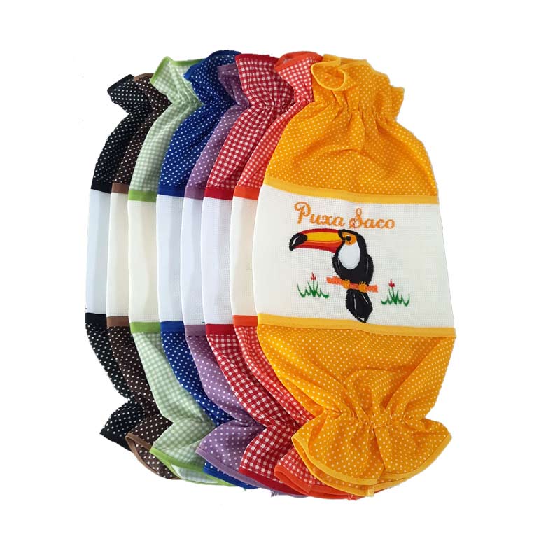 Puxa Saco Dispenser - Porta Sacolas de Tecido com Bordado