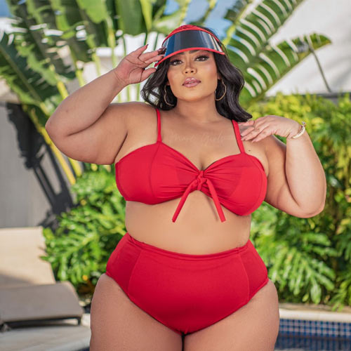 conjunto-biquíni-Plus-Size-com-bojo-modelo-de-cintura-alta-modelador-hot-pants