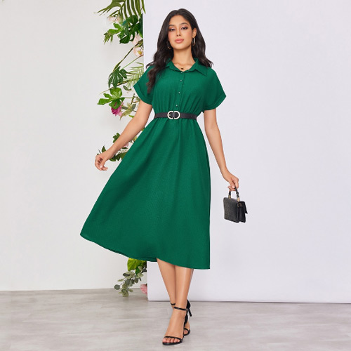 Lovito-Vestido-com-Amarração-de-Botões-e-Manga-Curta-para-Mulheres