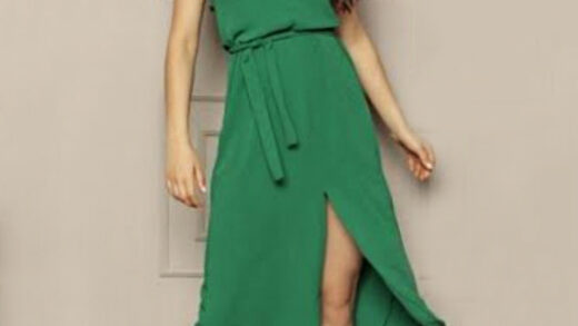 Vestido de viscose com fenda sem molde