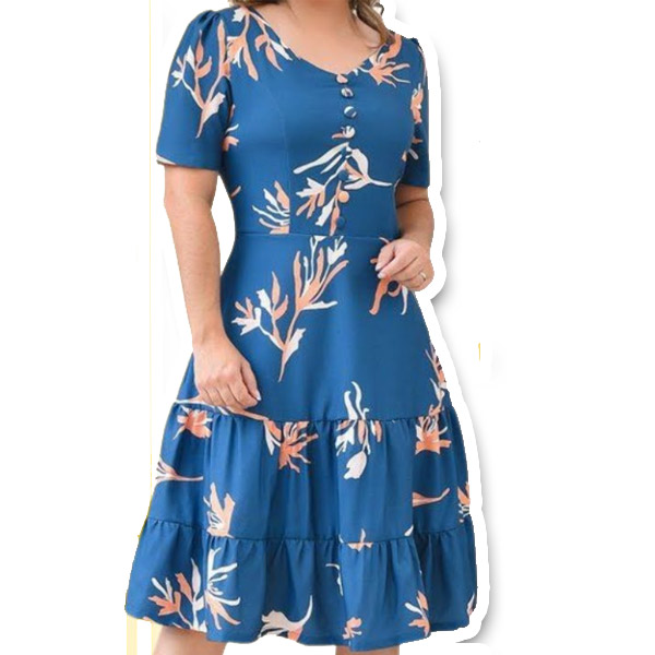 Vestido Recorte Princesa e Babados