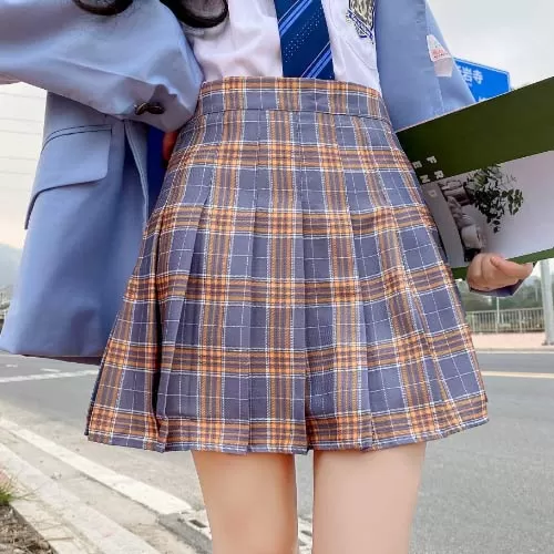 Saia-Plissada-Xadrez-de-Pregas-Egirl-Coreana-Colegial-Cosplay-Kpop-Aesthetic-Pregueada