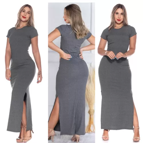 Vestido-Versátil-Casual-Manga-Curta-Longo-Nova-Moda-Feminina