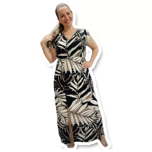 vestido longo com manguinha